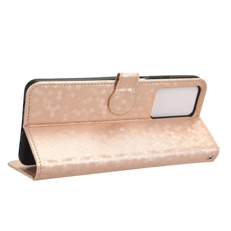 Cell Phone Case for ZTE Blade V41 Smart , PU Leather Wallet Stand Dot Imprinted Phone Cover - Rose Gold