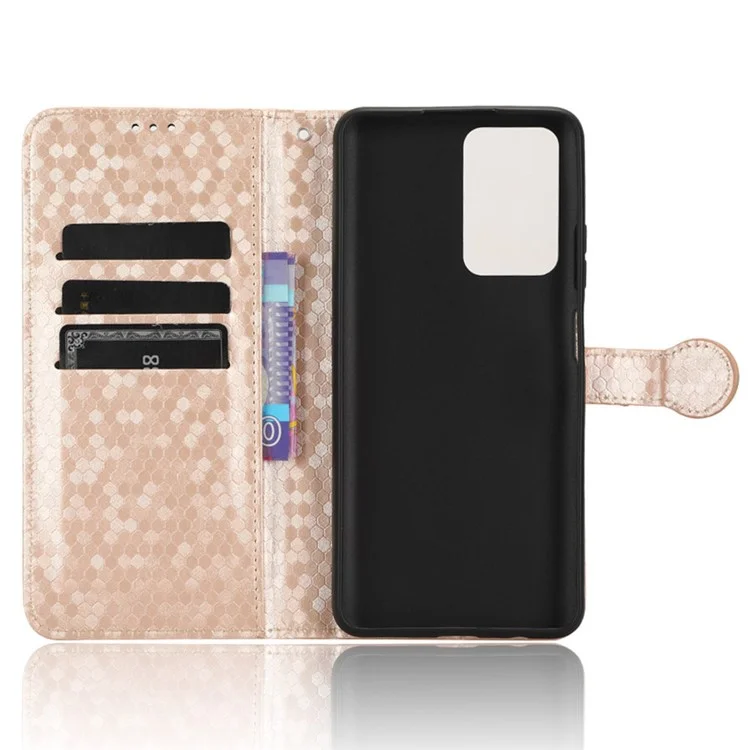 Cell Phone Case for ZTE Blade V41 Smart , PU Leather Wallet Stand Dot Imprinted Phone Cover - Rose Gold