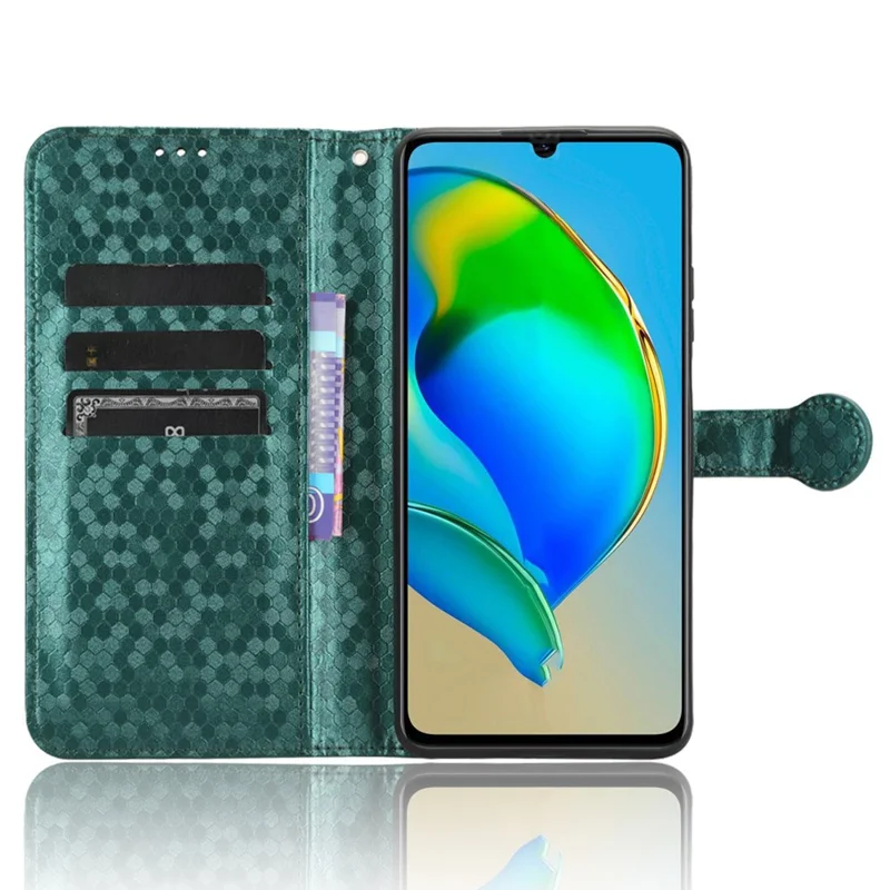 Futera na telefon komórkowy ZTE Blade V41 Smart, futerał z kółkami z imitacji skóry PU z portfelem i podstawką - zielony