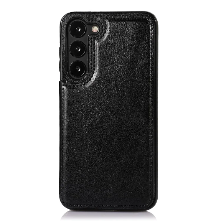 Pour Samsung Galaxy S23+ Crazy Horse Texture Card Holder Kickstand Back Cover Leather Coated TPU Phone Case - Noir