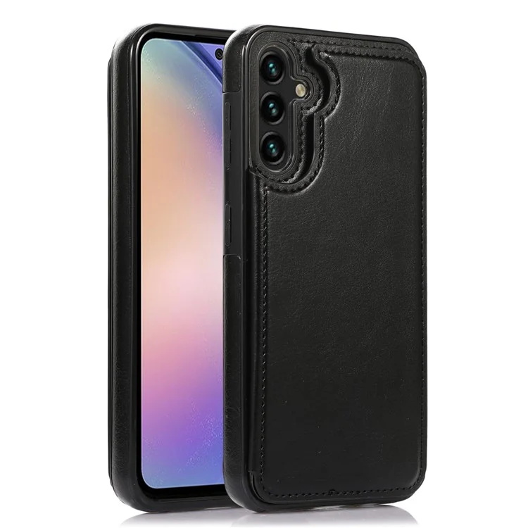 Для Samsung Galaxy A54 5G Чехол для карт телефона PU Leather Coated TPU Kickstand Case - Черный