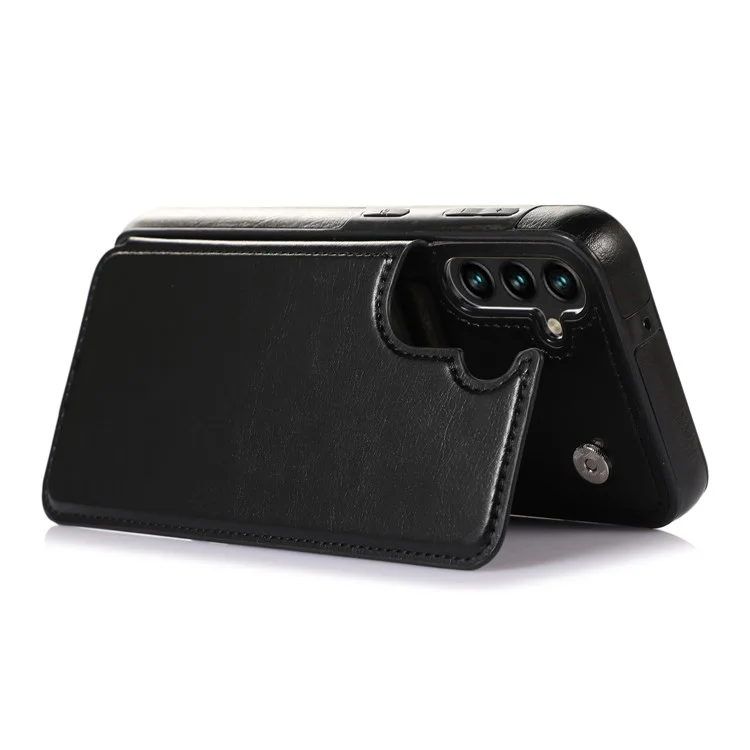 Для Samsung Galaxy A54 5G Чехол для карт телефона PU Leather Coated TPU Kickstand Case - Черный