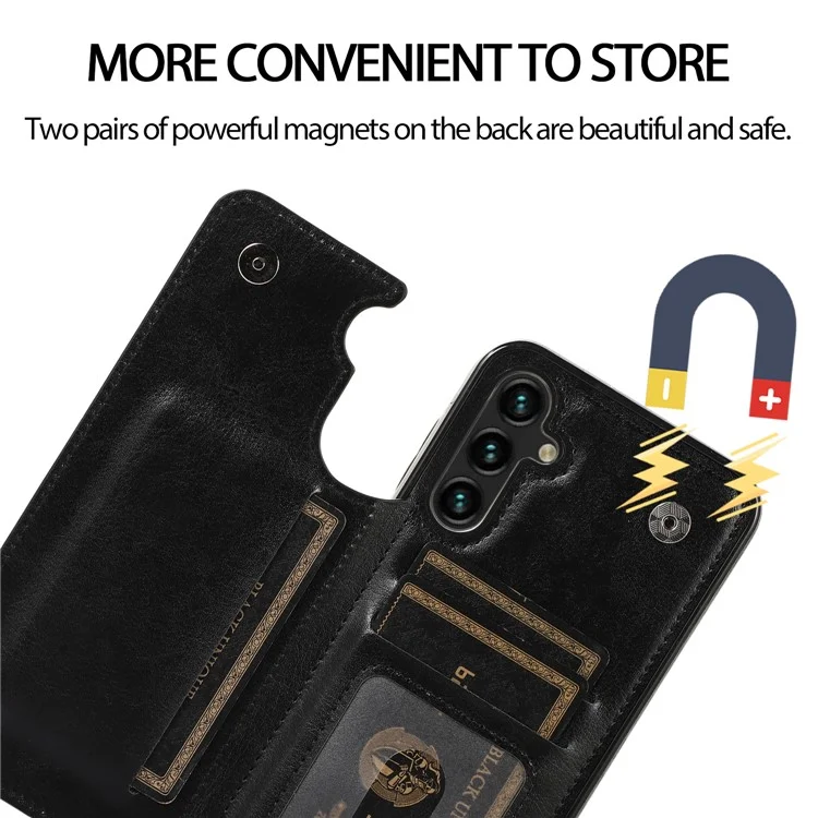 Для Samsung Galaxy A54 5G Чехол для карт телефона PU Leather Coated TPU Kickstand Case - Черный
