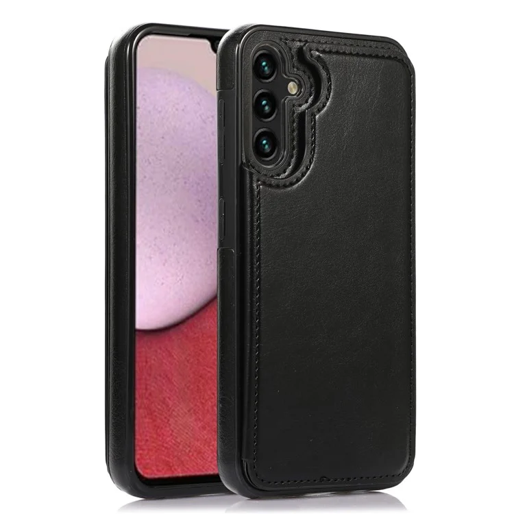 Für Samsung Galaxy A14 4G / A14 5G Kickstand Handyhülle mit Kartenfach, PU-Leder beschichtetes TPU-Cover - Schwarz