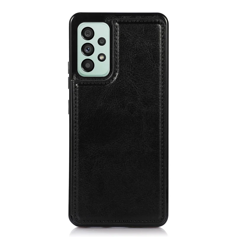 Pour Samsung Galaxy A33 5G Dual Buttons Kickstand Card Holder Cover PU Leather Coated TPU Phone Case - Noir