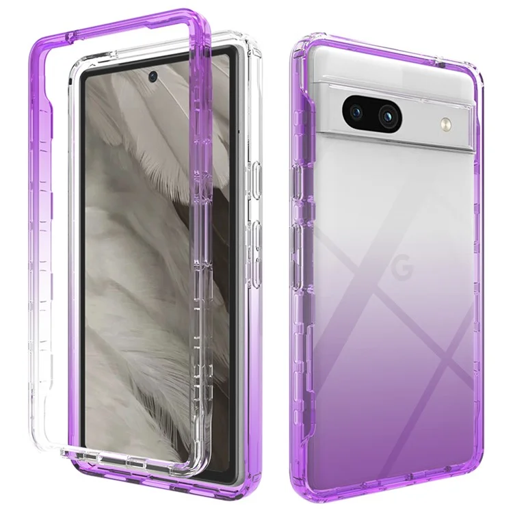 Gradient Phone Case für Google Pixel 7a, TPU + PC stoßfeste Schutzhülle - Gradient Purple