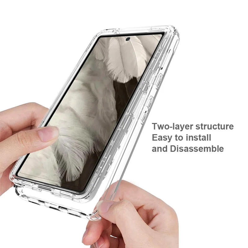 Phone Case for Google Pixel 7a PC+TPU Gradient Color Cell Phone Shell with PET Screen Protector - Purple