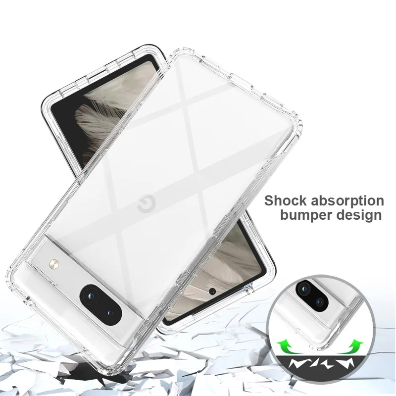 Phone Case for Google Pixel 7a PC+TPU Gradient Color Cell Phone Shell with PET Screen Protector - Purple