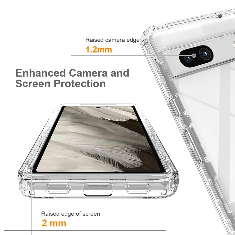 Phone Case for Google Pixel 7a PC+TPU Gradient Color Cell Phone Shell with PET Screen Protector - Purple