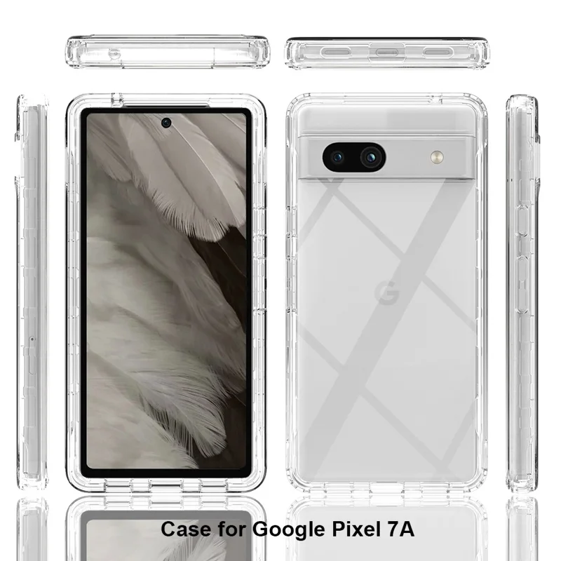 Phone Case for Google Pixel 7a PC+TPU Gradient Color Cell Phone Shell with PET Screen Protector - Purple