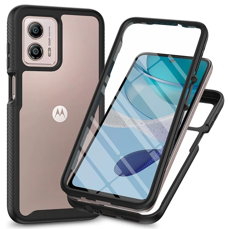 Custodia per telefono per Motorola Moto G53 5G, custodia per telefono 3 in 1 staccabile con protezione per schermo in PET - Nero