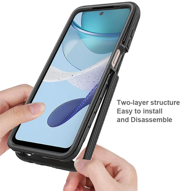 Custodia per telefono per Motorola Moto G53 5G, custodia per telefono 3 in 1 staccabile con protezione per schermo in PET - Nero