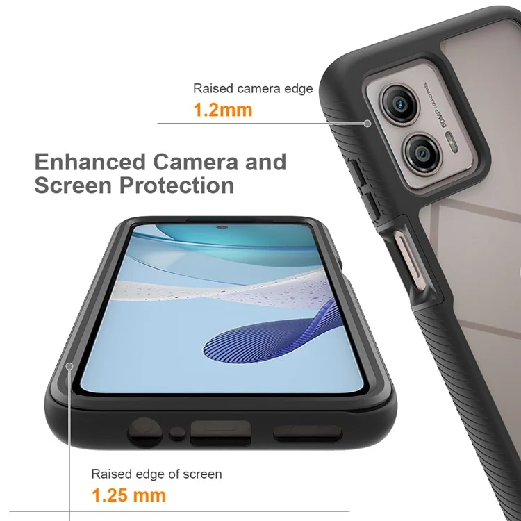 Custodia per telefono per Motorola Moto G53 5G, custodia per telefono 3 in 1 staccabile con protezione per schermo in PET - Nero