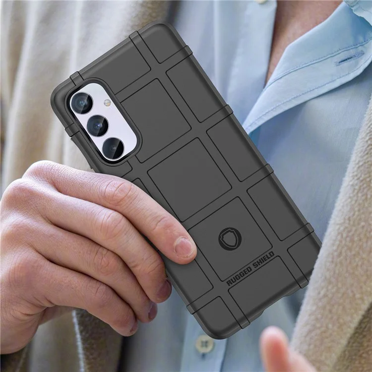 Para Samsung Galaxy M54 5G / F54 5G Soft TPU Phone Case Square Grid Texture Phone Cover - Black