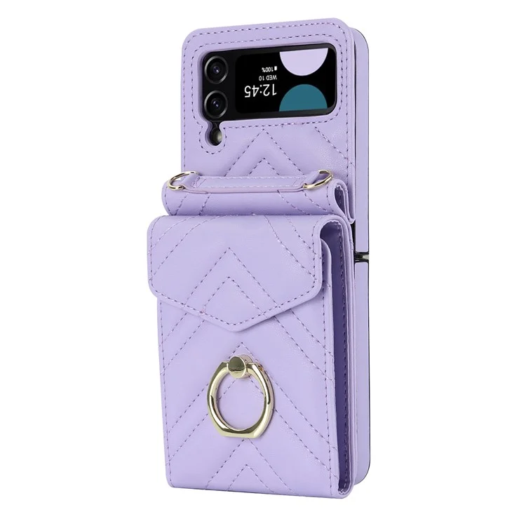 Étui de téléphone portable ZD 011 Card Bag pour Samsung Galaxy Z Flip3 5G, support anneau avec protection RFID en cuir+PC - Violet