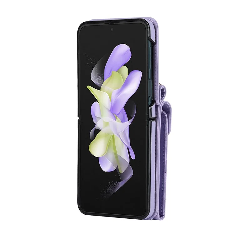 Étui de téléphone portable ZD 011 Card Bag pour Samsung Galaxy Z Flip3 5G, support anneau avec protection RFID en cuir+PC - Violet