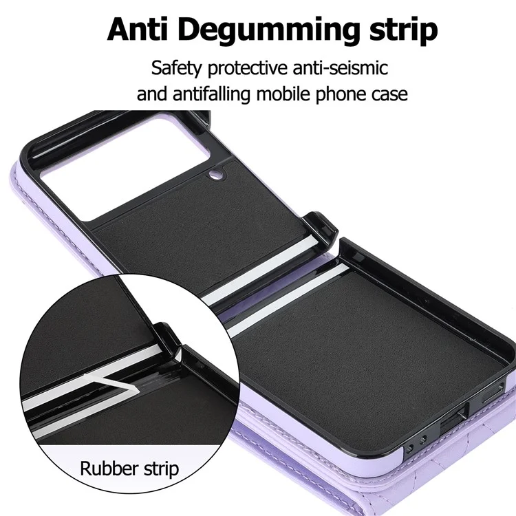 Étui de téléphone portable ZD 011 Card Bag pour Samsung Galaxy Z Flip3 5G, support anneau avec protection RFID en cuir+PC - Violet