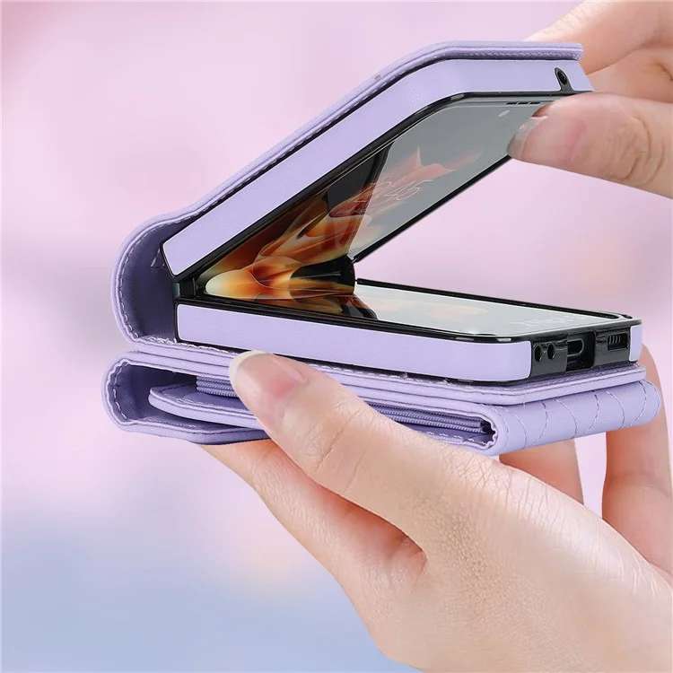 Étui de téléphone portable ZD 011 Card Bag pour Samsung Galaxy Z Flip3 5G, support anneau avec protection RFID en cuir+PC - Violet