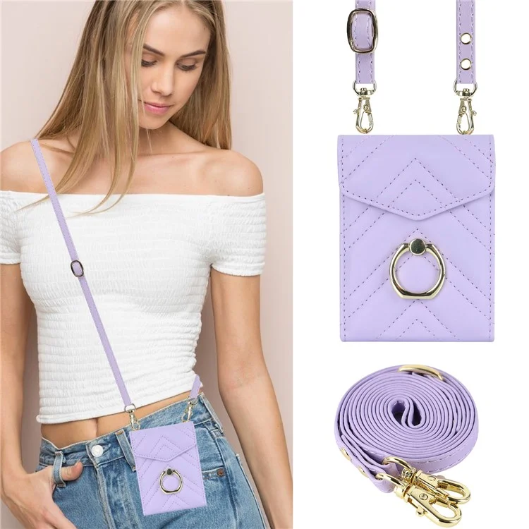 Étui de téléphone portable ZD 011 Card Bag pour Samsung Galaxy Z Flip3 5G, support anneau avec protection RFID en cuir+PC - Violet