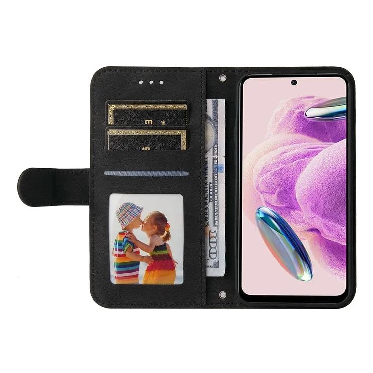 For Xiaomi Redmi Note 12S 4G Leather Wallet Cases Skin Touch Phone Cover Stand with Strap - Black
