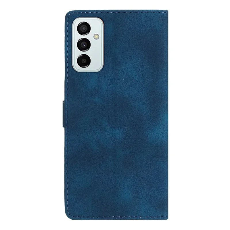 For Samsung Galaxy M52 5G Anti-drop Imprinted Flower Phone Case Wallet Stand Leather Cover - Blue