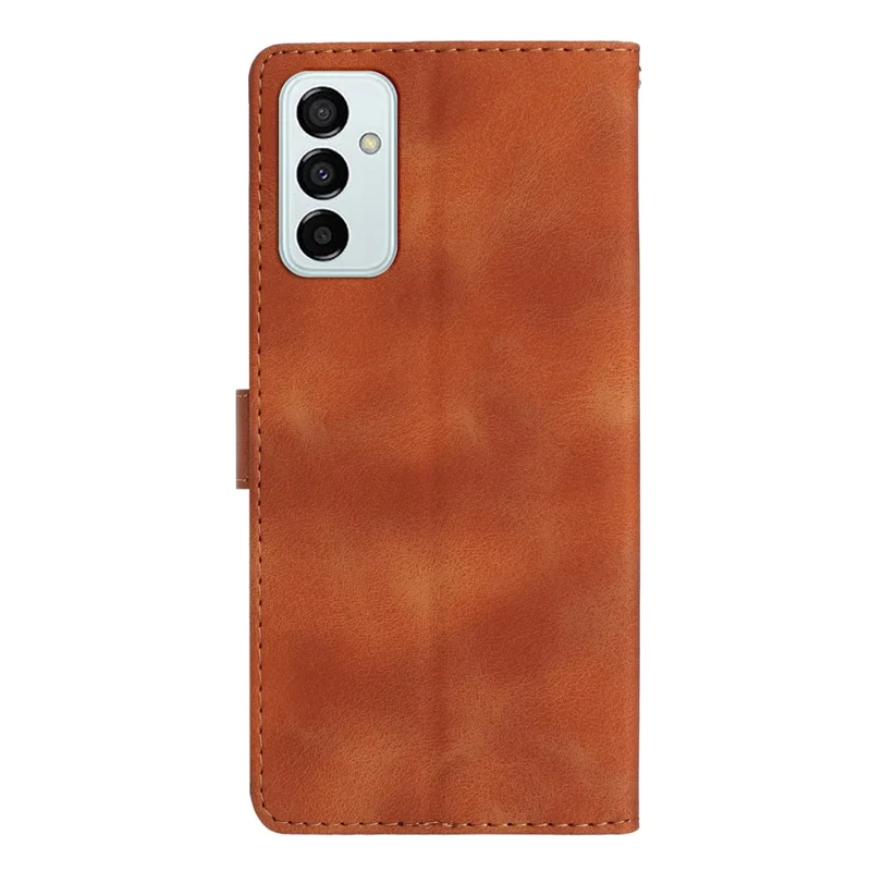 For Samsung Galaxy M52 5G Anti-drop Imprinted Flower Phone Case Wallet Stand Leather Cover - Brown
