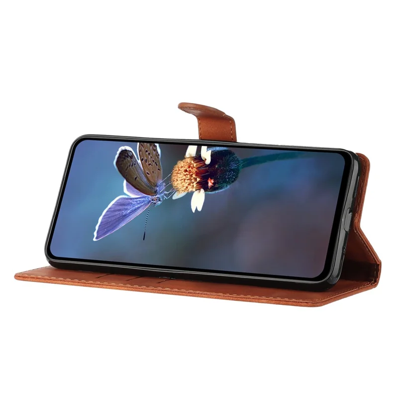 For Samsung Galaxy M52 5G Anti-drop Imprinted Flower Phone Case Wallet Stand Leather Cover - Brown
