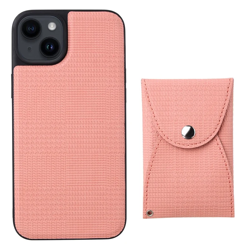 VILI TH Pouch Series For iPhone 14 Detachable Magnetic Wallet Case PC+TPU+PU Leather Phone Cover - Pink