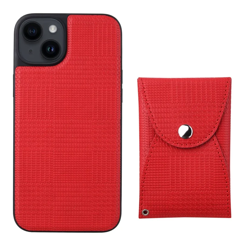 VILI TH Pouch Series For iPhone 14 Detachable Magnetic Wallet Case PC+TPU+PU Leather Phone Cover - Red