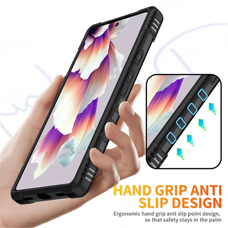 For Google Pixel 8 TPU+ PC Combination Protective Case Ring Holder Kickstand Shockproof Phone Cover - Black