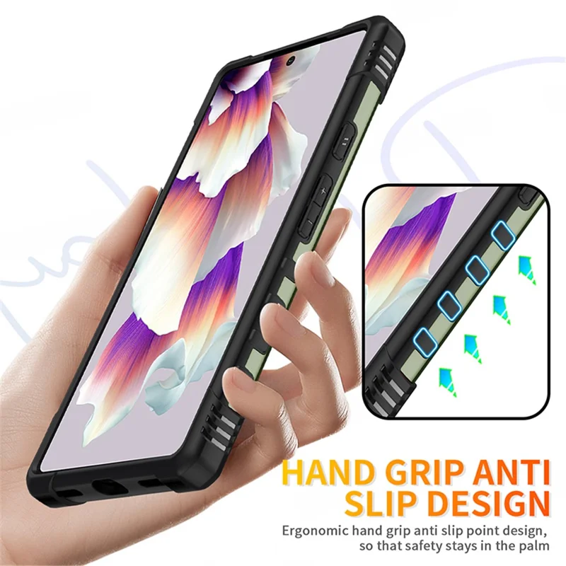 For Google Pixel 8 TPU+ PC Combination Protective Case Ring Holder Kickstand Shockproof Phone Cover - Army Green