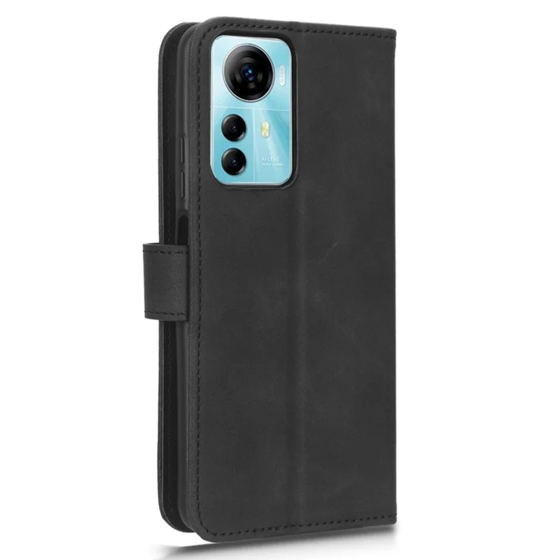 Pour ZTE Blade V41 Smart Peau de contact Pu Leather Phone Cover Flip Wallet Stand Drop-proof Case - Noir