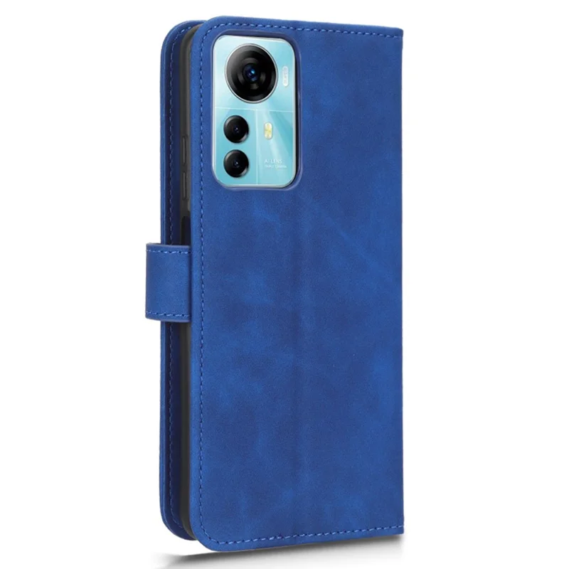 For ZTE Blade V41 Smart Skin-touch PU Leather Phone Cover Flip Wallet Stand Drop-proof Case - Blue
