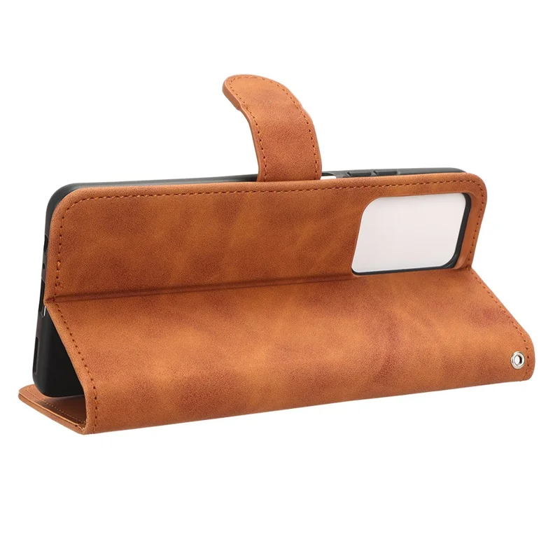 For ZTE Blade V41 Smart Skin-touch PU Leather Phone Cover Flip Wallet Stand Drop-proof Case - Brown