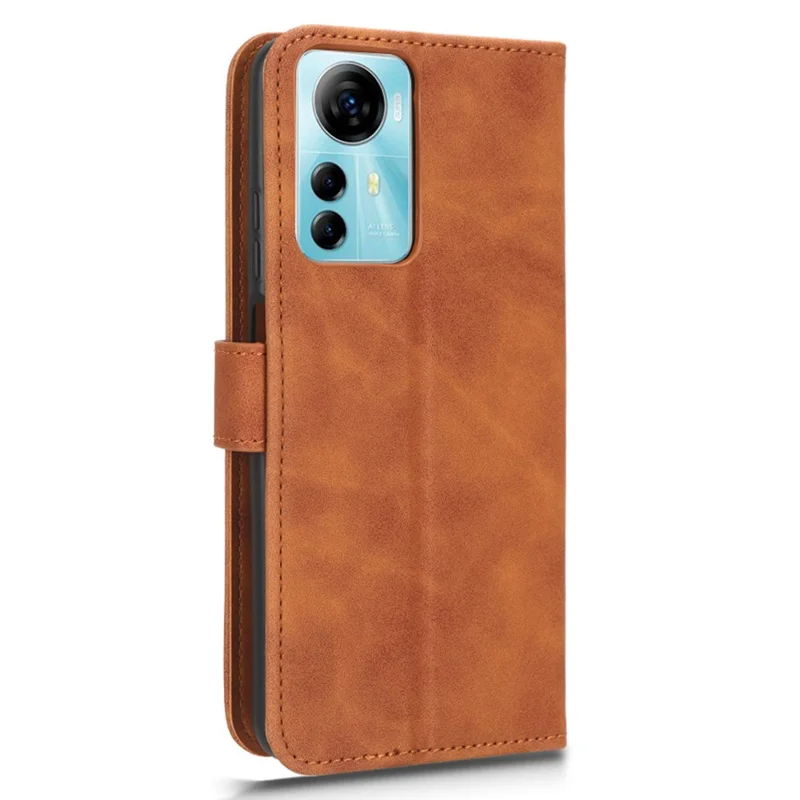 For ZTE Blade V41 Smart Skin-touch PU Leather Phone Cover Flip Wallet Stand Drop-proof Case - Brown