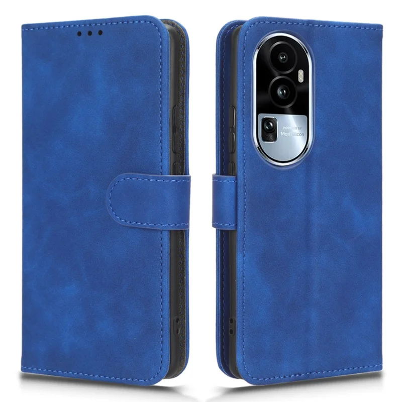 Per Oppo Reno10 Pro+ 5G Skin-touch PU Leather Wallet Cover Flip Stand Anti-drop Phone Case - Blue