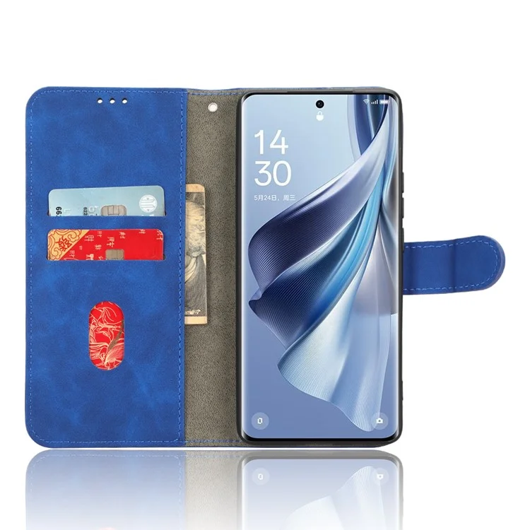 Per Oppo Reno10 Pro+ 5G Skin-touch PU Leather Wallet Cover Flip Stand Anti-drop Phone Case - Blue