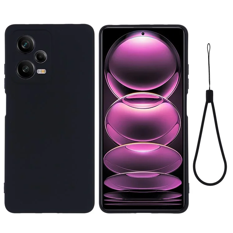 Pour Xiaomi Redmi Note 12 Explorer 5G Étui en silicone liquide Coque anti-chute avec doublure douce - Noir