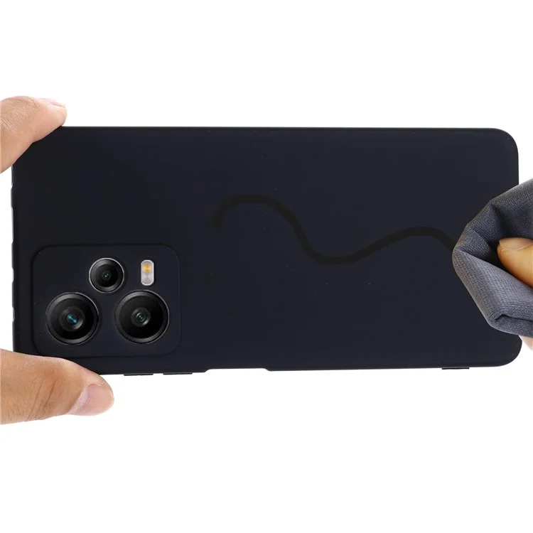 Pour Xiaomi Redmi Note 12 Explorer 5G Étui en silicone liquide Coque anti-chute avec doublure douce - Noir