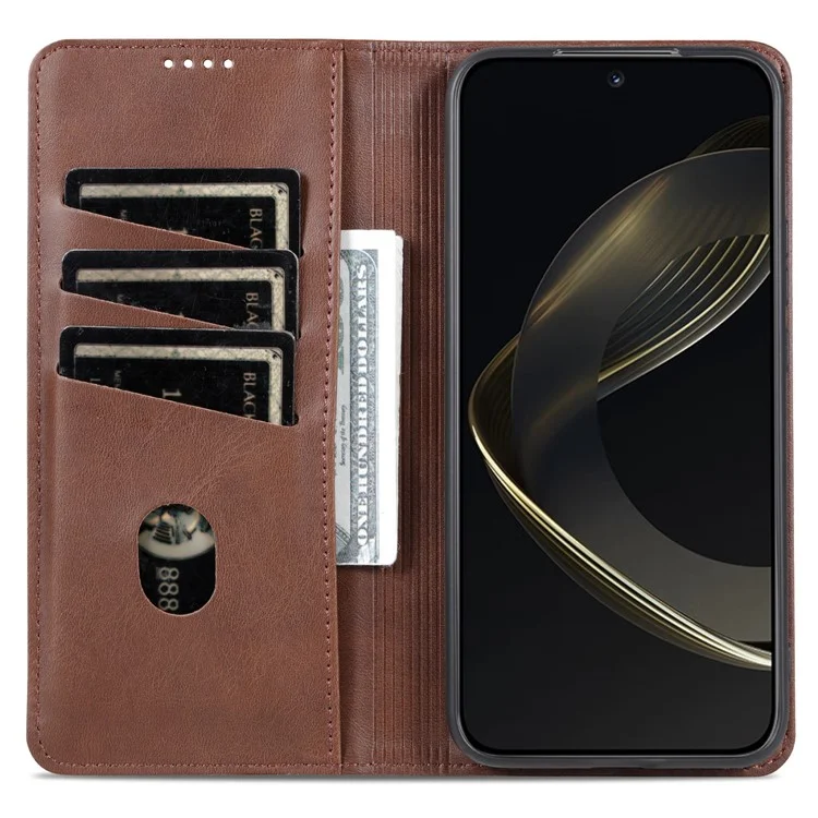 AZNS Für Huawei nova 11 / nova 12s 4G / nova 12 Lite 4G Magnetische Schließung PU-Leder Handy-Hülle Flip Wallet Stand Cover - Kaffee