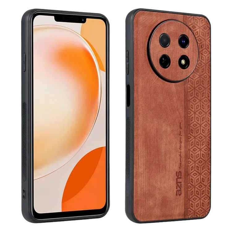 AZNS Mobile Phone Case for Huawei Enjoy 60X , PU Leather+TPU Imprinted Pattern Anti-scratch Cover - Brown