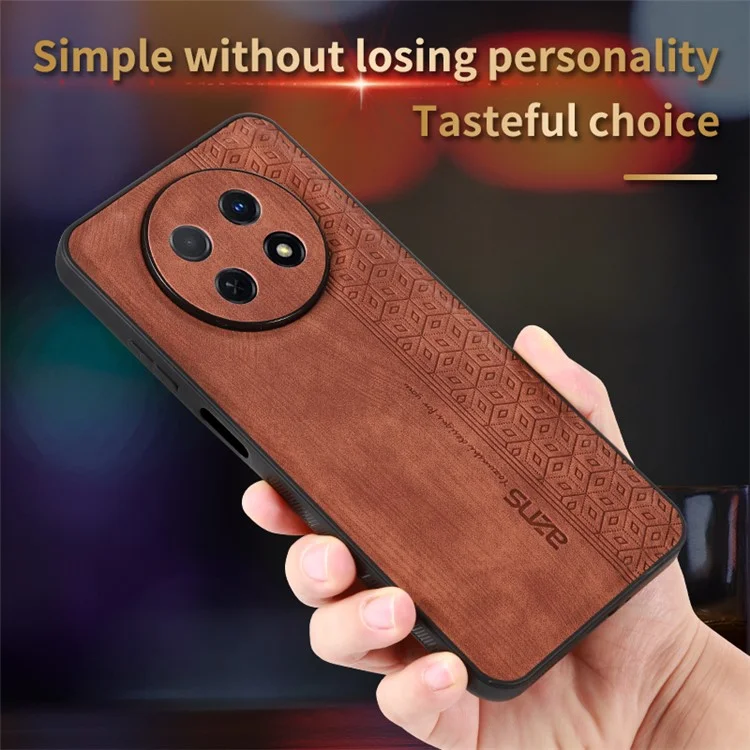 AZNS Mobile Phone Case for Huawei Enjoy 60X , PU Leather+TPU Imprinted Pattern Anti-scratch Cover - Brown