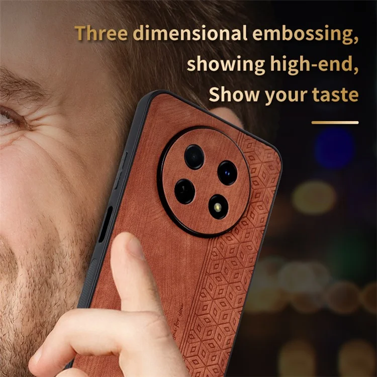 AZNS Mobile Phone Case for Huawei Enjoy 60X , PU Leather+TPU Imprinted Pattern Anti-scratch Cover - Brown