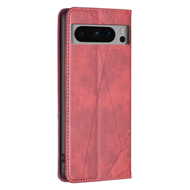 Para o Google Pixel 8 Pro Imprinted Line Phone Case Stand Leather Card Holder Phone Cover - Vermelho