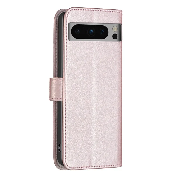 BINFEN COLOR BF17 Für Google Pixel 8 Pro TPU+PU Ledercover Wallet Magnetisches Handyständer-Case - Roségold