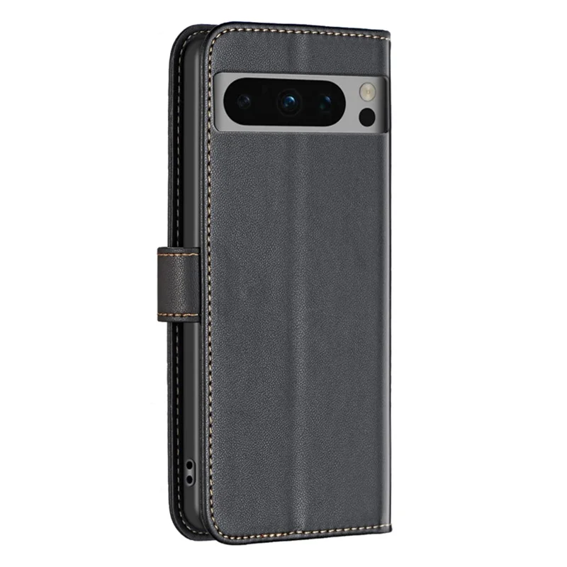 BINFEN COLOR BF17 For Google Pixel 8 Pro TPU+PU Leather Cover Wallet Magnetic Cell Phone Stand Case - Black
