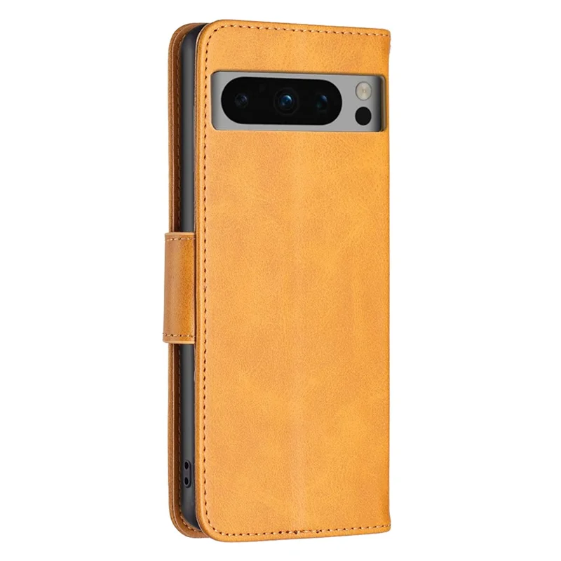 PU Leather Phone Cover For Google Pixel 8 Pro , Stand Phone Case Solid Color Wallet Textured Drop-proof Shell - Yellow