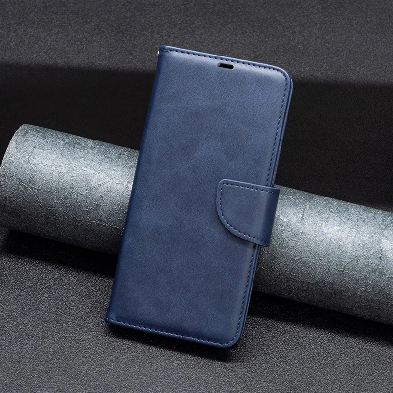 PU Leather Phone Cover For Google Pixel 8 Pro , Stand Phone Case Solid Color Wallet Textured Drop-proof Shell - Blue