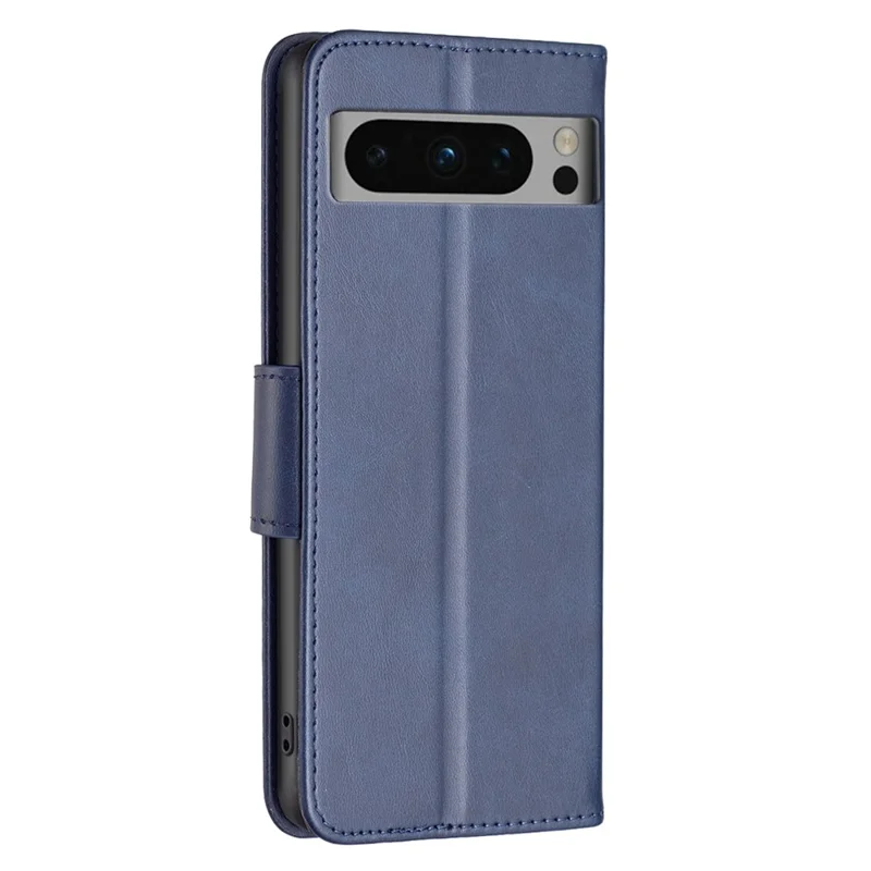 PU Leather Phone Cover For Google Pixel 8 Pro , Stand Phone Case Solid Color Wallet Textured Drop-proof Shell - Blue