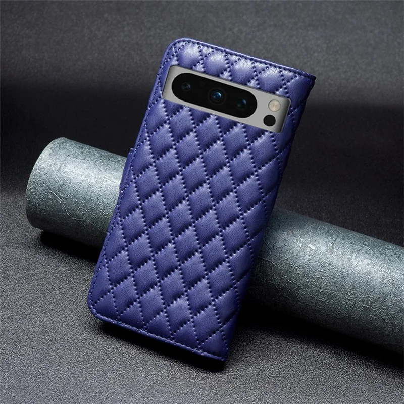 BINFEN COLOR BF Style-14 для Google Pixel 8 Pro Imprinted PU Leather Anti-drop Phone Case Wallet Stand Cover - Blue